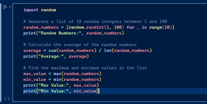 A code cell in a Jupyter notebook
