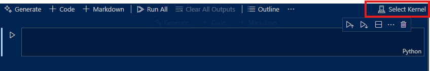 The option to select the Python kernel