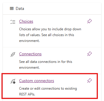 The custom connector option