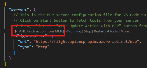 The ATK option to fetch tools from the MCP server