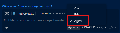 Agent mode in GitHub Copilot